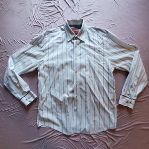 Tommy Bahama Denim Striped Dress Shirt - Large